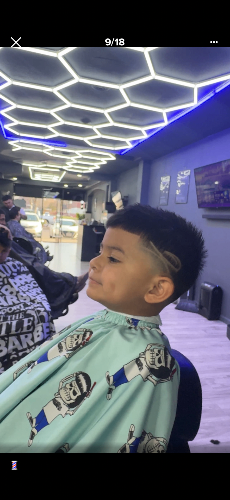 Kids taper fade with side part line